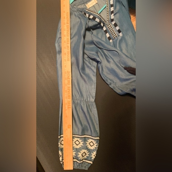 Altar’d State chambray boho festival artsy embroidery tassels popover tunic Med - Picture 15 of 16